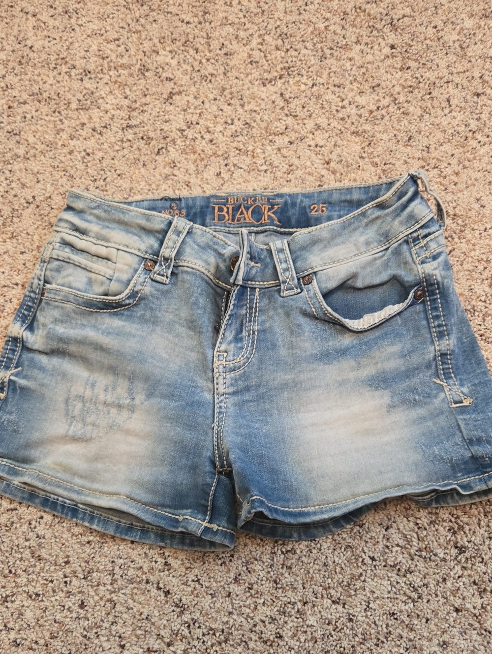 Women's Buckle Black No. 53 Denim Super Strerchy Shorts Size 25